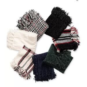 Soft Chenille Scarf Red Black Holiday Tartan Plaid Fringe Wrap